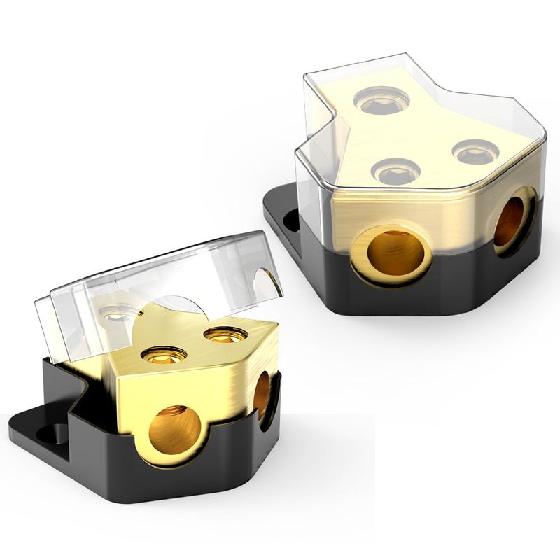 Malictele Distribution Block Car Audio, 2 Way 0/2/4 Gauge in 4/8/10 Gauge Out Amp Power Distribution Block Car Audio Splitter for Vehicles Boats 2PCS - Image 1